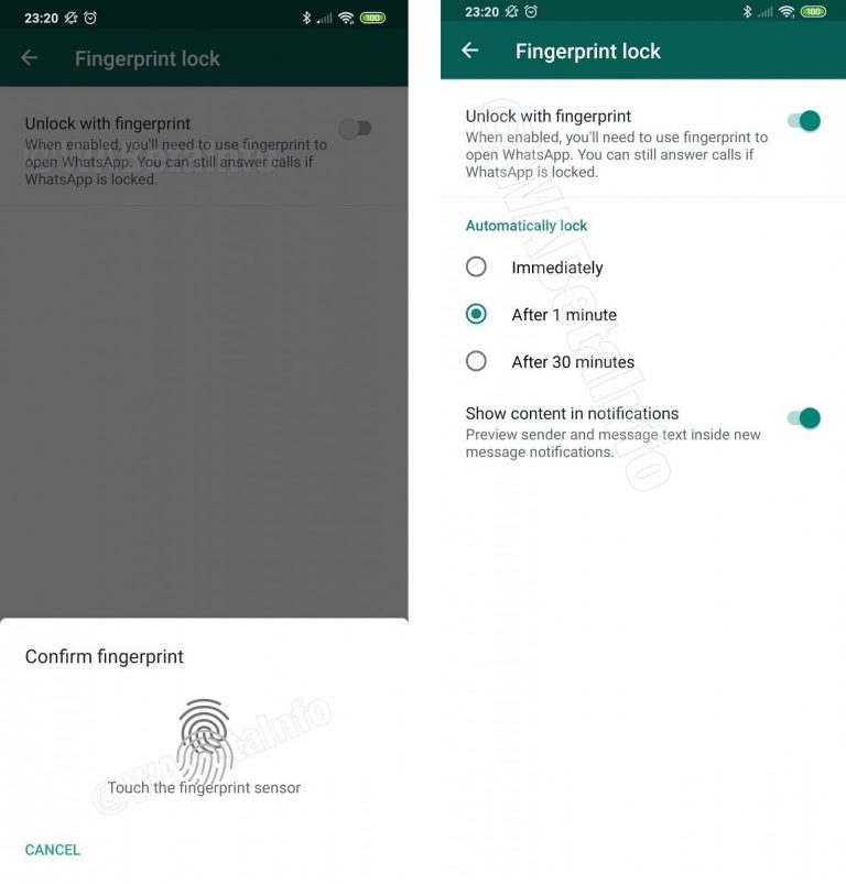 How to put fingerprint lock on whatsapp